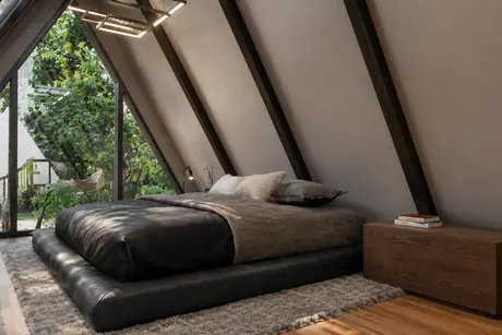 Bedroom under the pitched roof