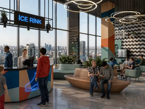 Lounge overlooking the city