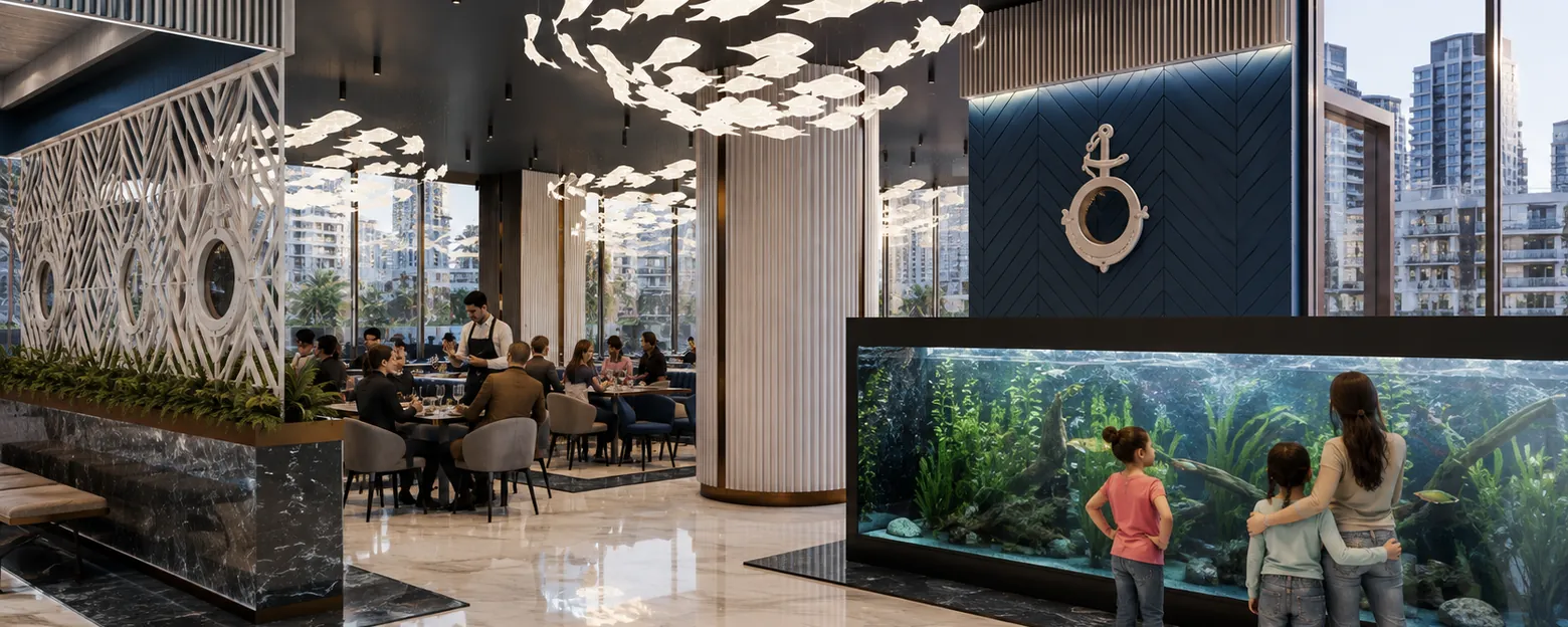 Aquarium wall at the entrance