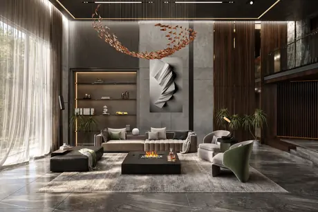 Lounge and fireplace