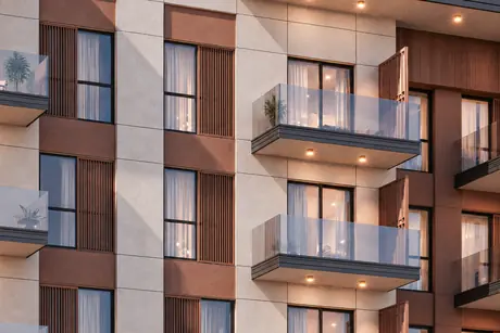 Facade detail with timber screens
