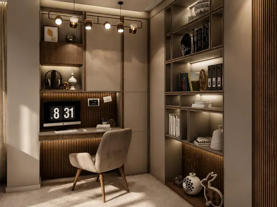 Desk and shelving detail